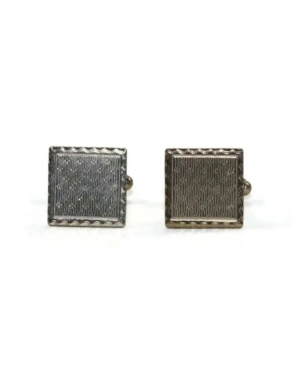 Vintage Textured Gold Tone Square Cuff Links.